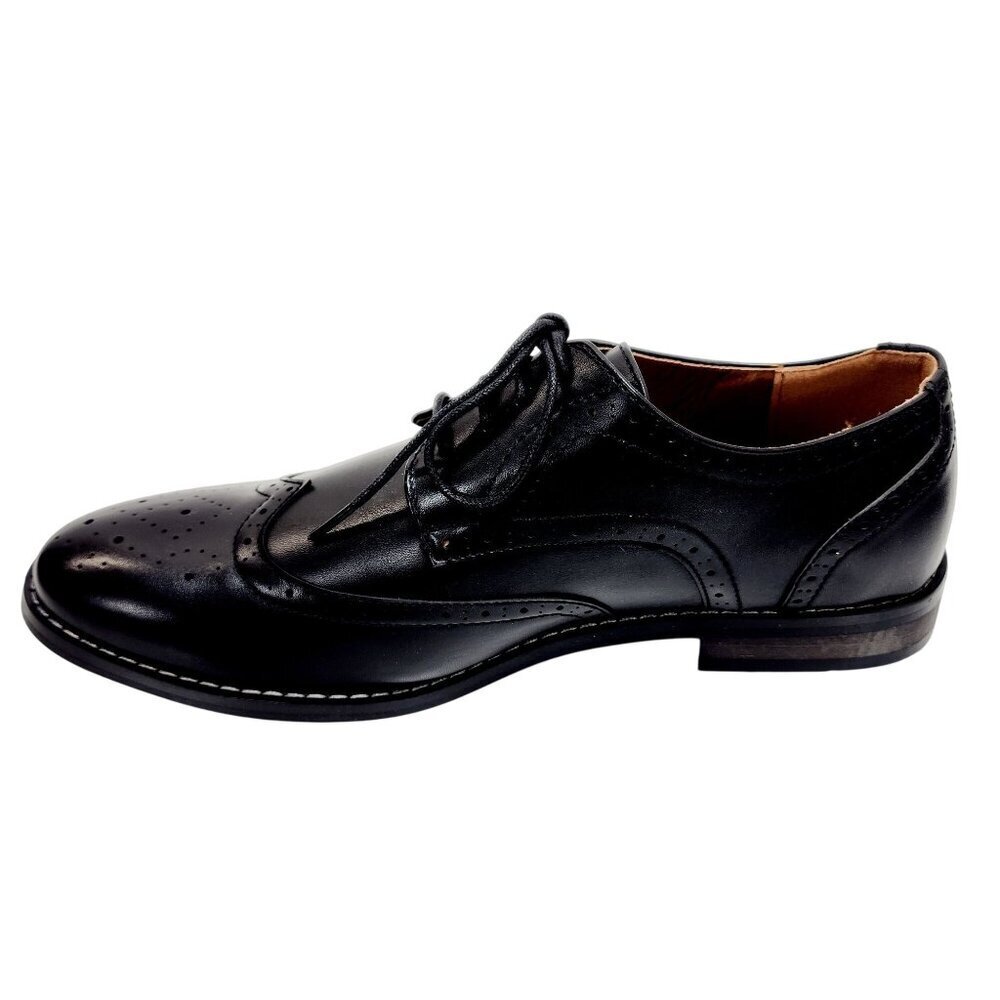 Mens Heez Black Leather Brogue Dress Shoes Size 11 New - Picture 12 of 14